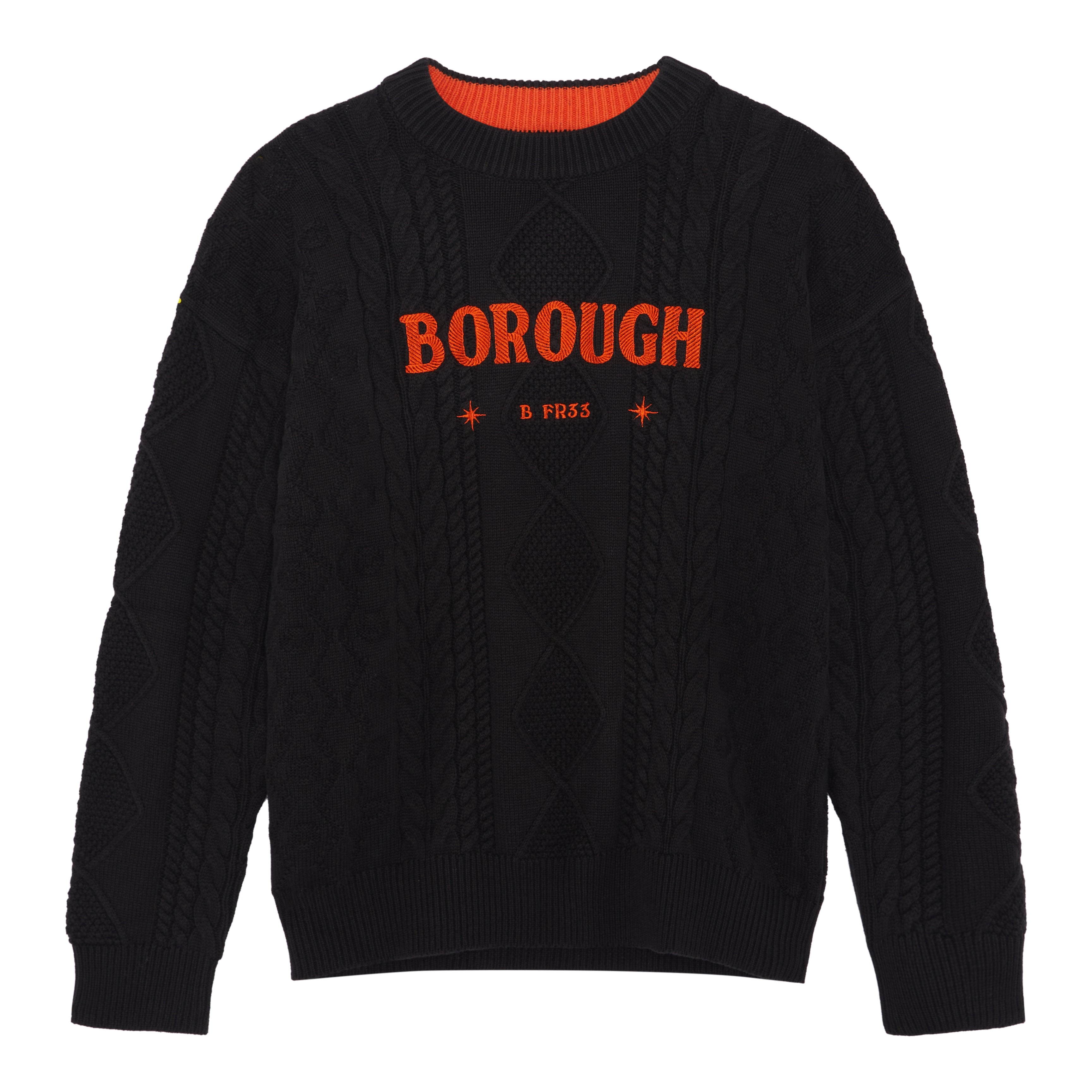 SCRIPT CABLE KNIT JUMPER - BLACK/ORANGE