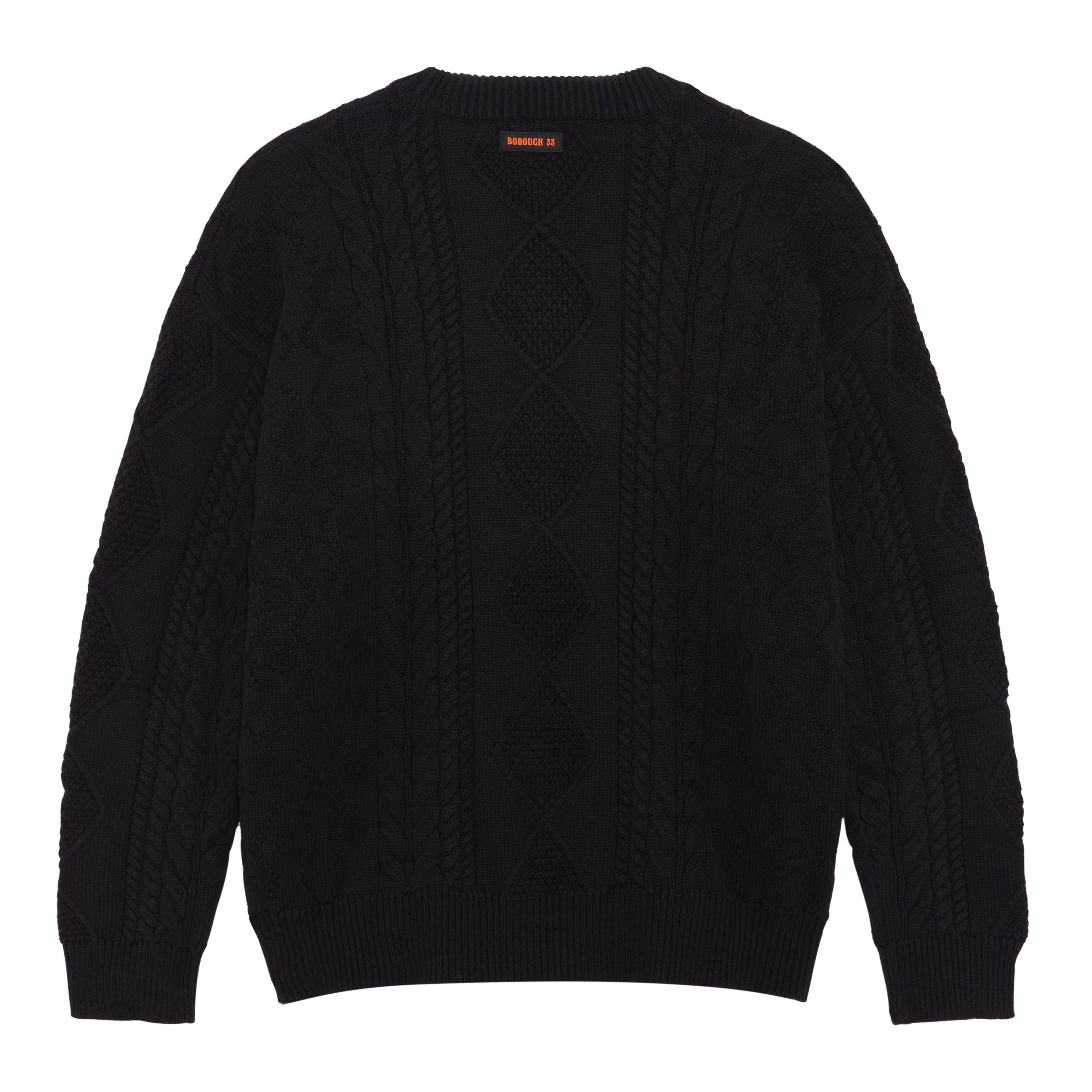 SCRIPT CABLE KNIT JUMPER - BLACK/ORANGE