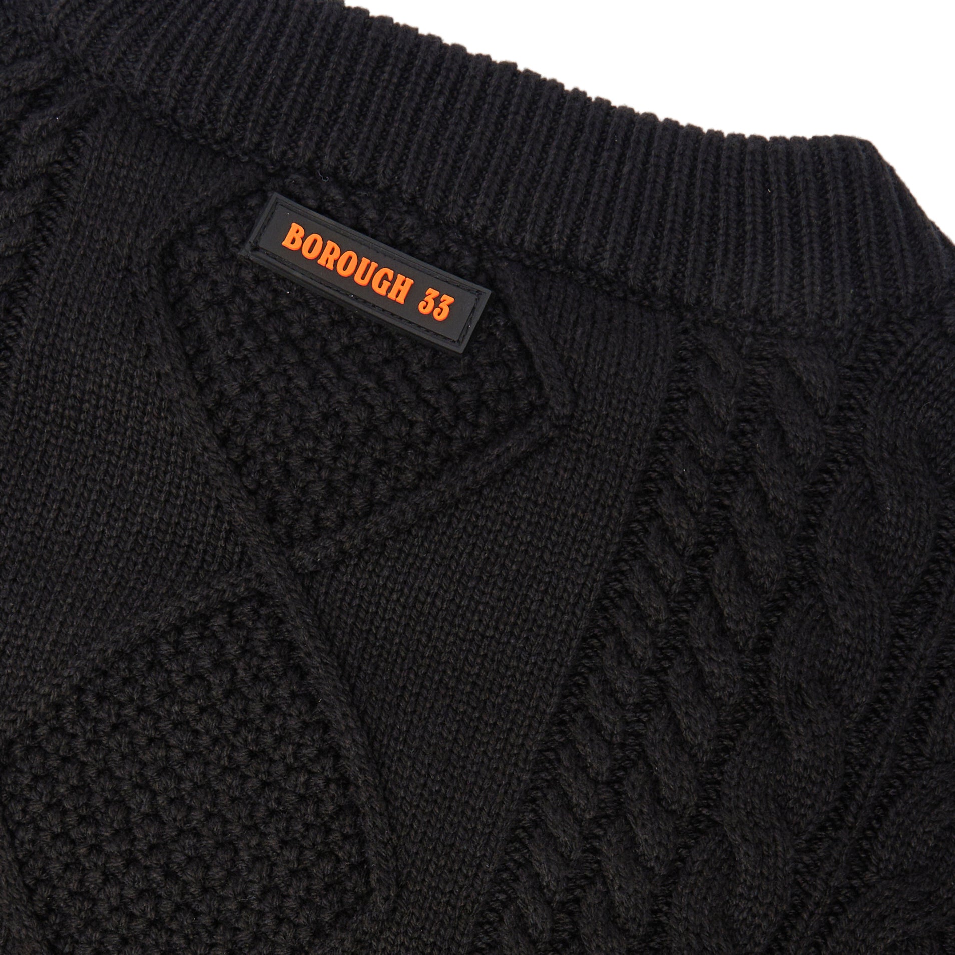 SCRIPT CABLE KNIT JUMPER - BLACK/ORANGE